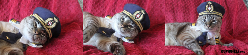 Captain Jitters getting dressed for flight